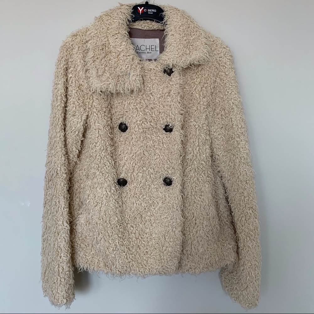 Rachel Roy Faux-shearling Coat in Ivory color